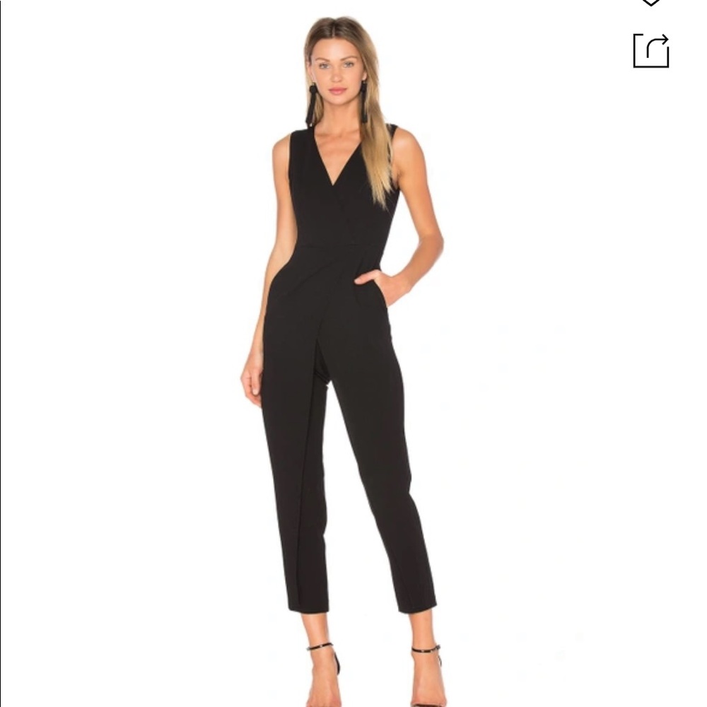 BCBG Black Sleeveless Faux Wrap Essential Jumpsuit